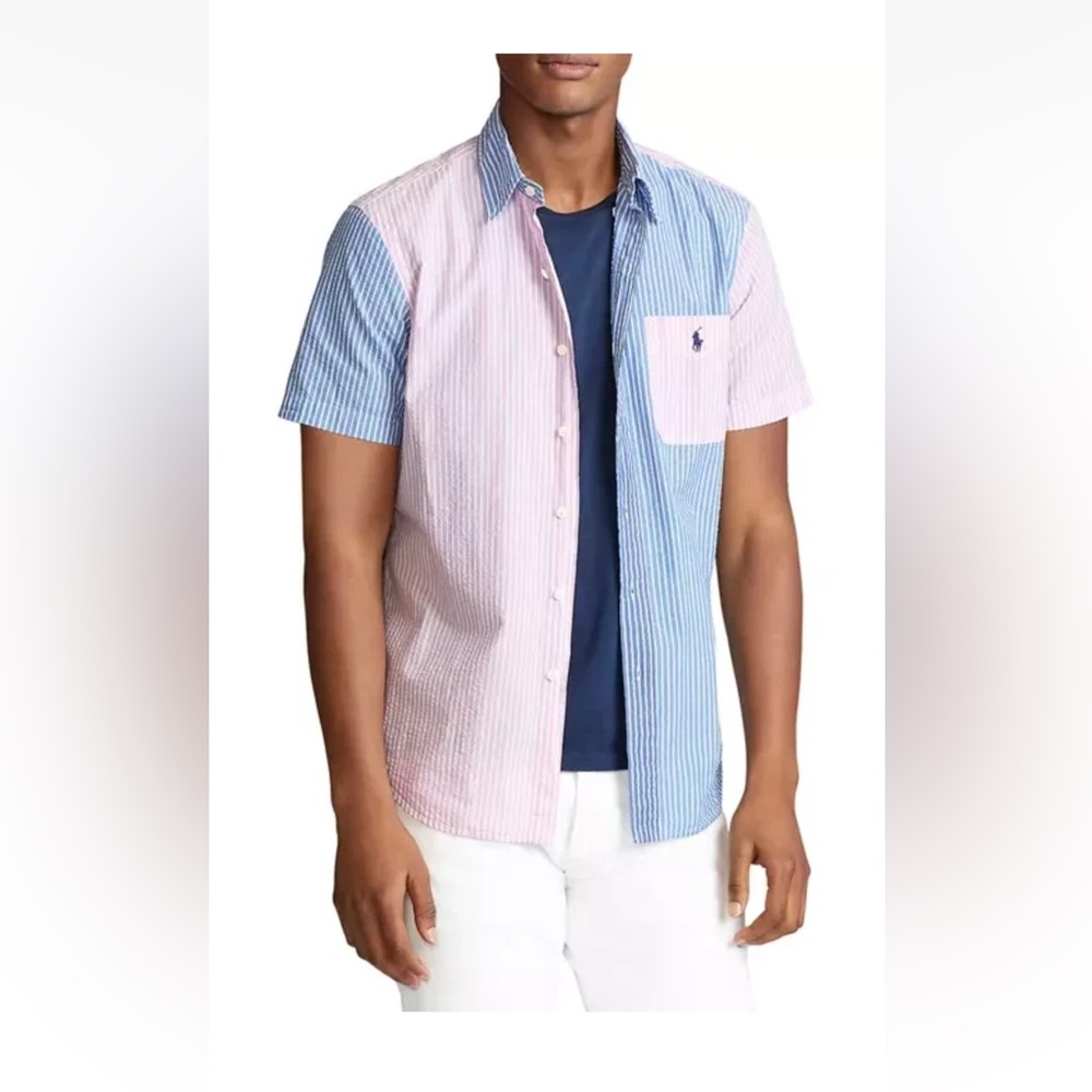 Polo Ralph Lauren Short Sleeve Cotton Oxford Shirt,Pink,Sz large